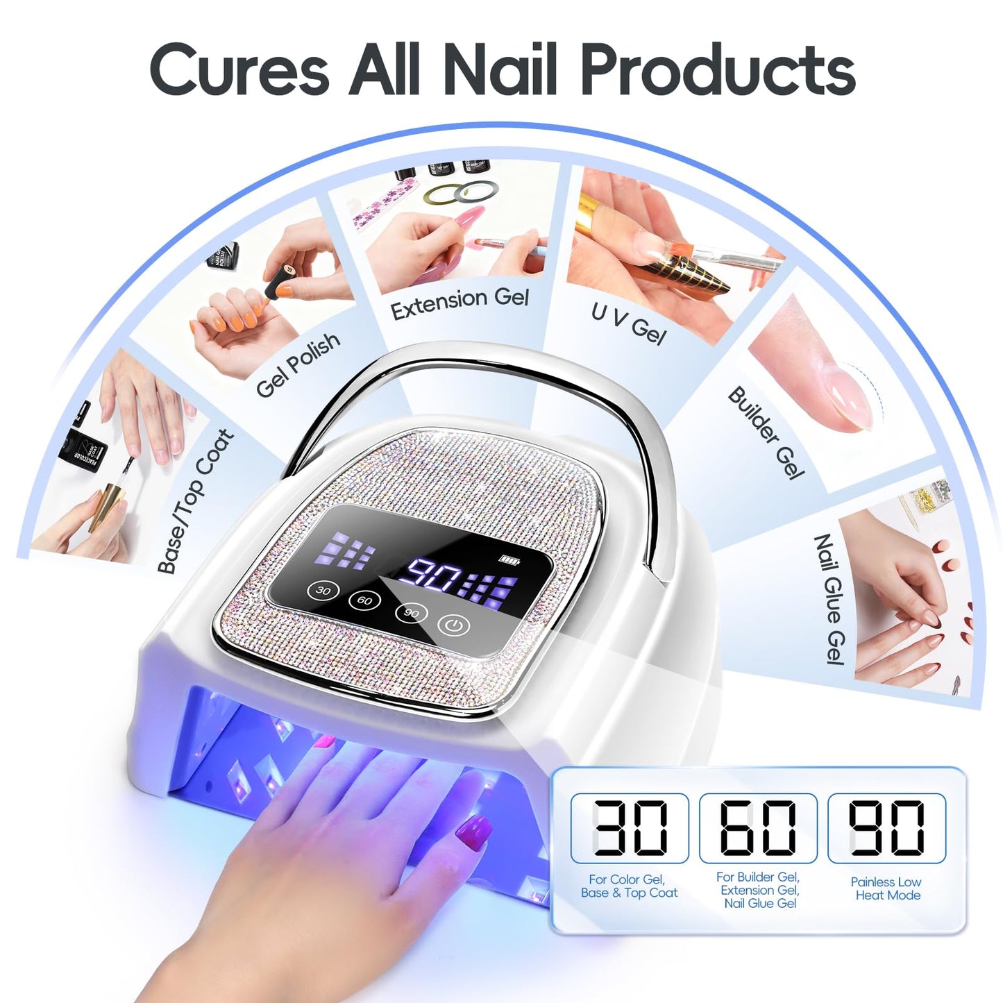 COSCELIA U V Nail Lamp Cordless Rechargeable U V Light for Gel Nails Prossional Automatic Sensor 3 Timer Quick Drying Glitter Nail Dryer Gifts for Women