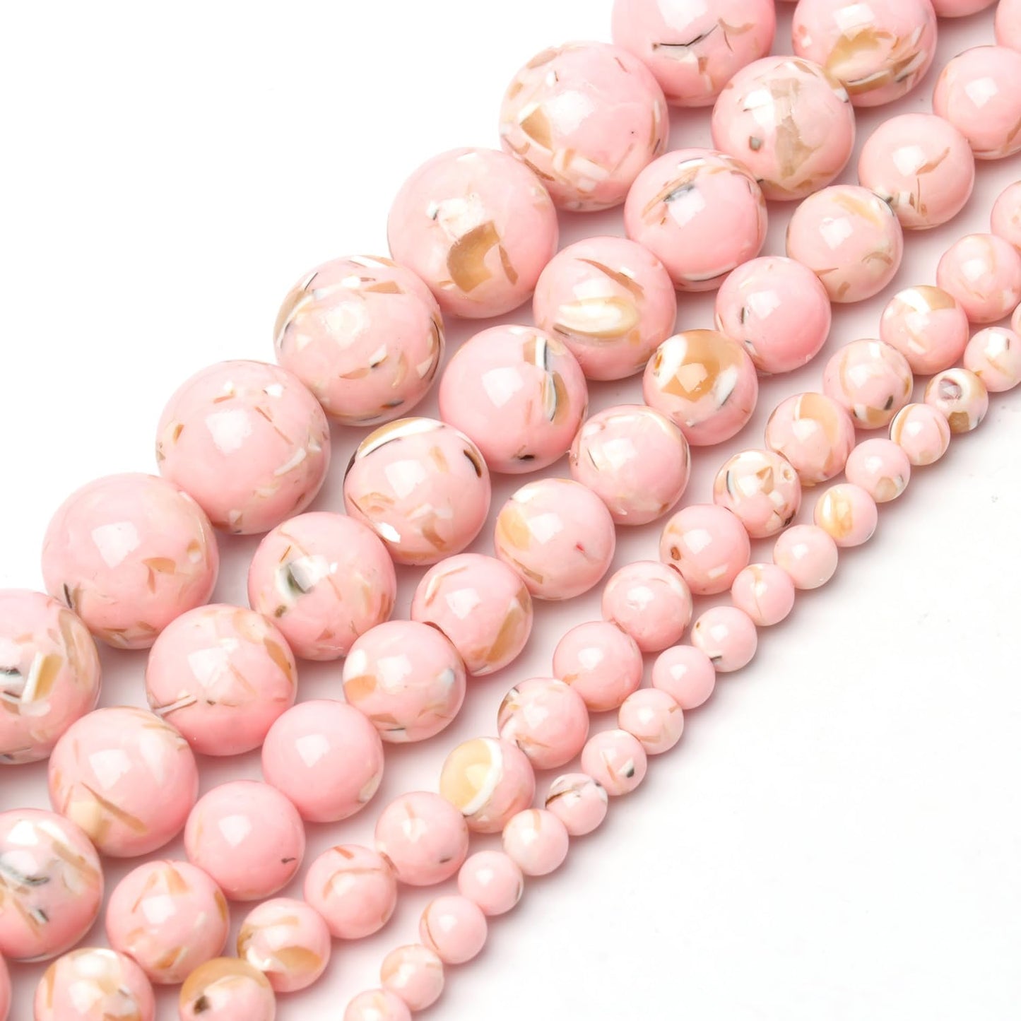 8mm Pink Horseshoe Snail Shells Natural Stone Beads Round Loose Beads for Jewelry Making Yochus DIY Beads Bracelet Necklace