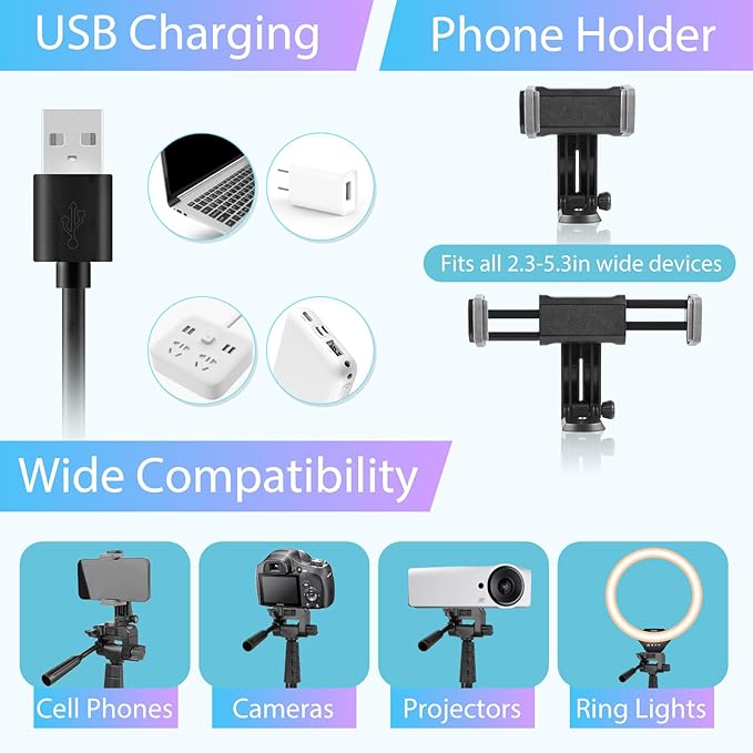 Sensyne 12-inch Ring Light with 67-inch Selfie Stick, Tripod and Phone Holder, Selfie Remote Control Circle Light for Live Stream/Video Recording/TikTok, Compatible with All Phones and Cameras