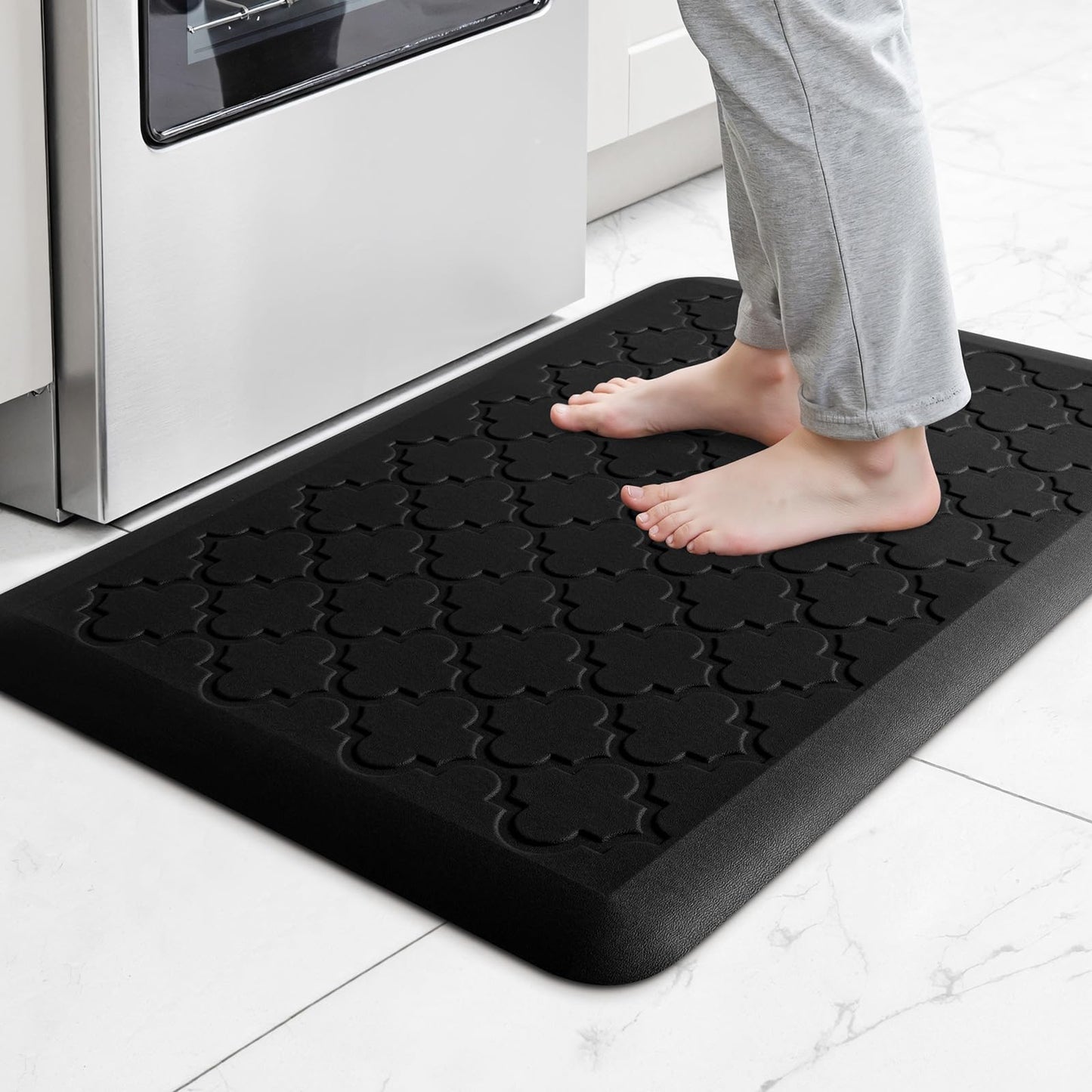 TranquilRelax 4/5 Inch Thick Anti-Fatigue Kitchen Mat Water Resistant Non-Slip Kitchen Floor Mat Ergonomic Comfort Standing Mat for Home Kitchen Office Laundry 17.3"x 24" Black