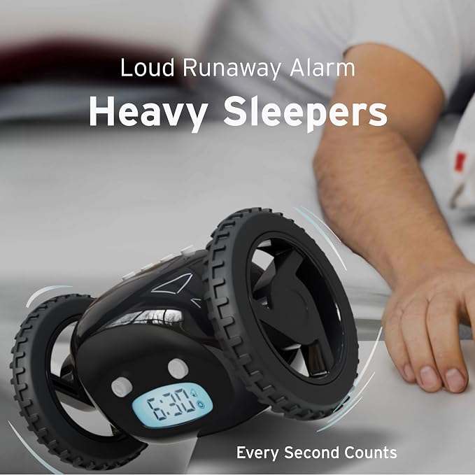 CLOCKY Alarm Clock on Wheels – Loud Rolling Alarm Clock for Heavy Sleepers