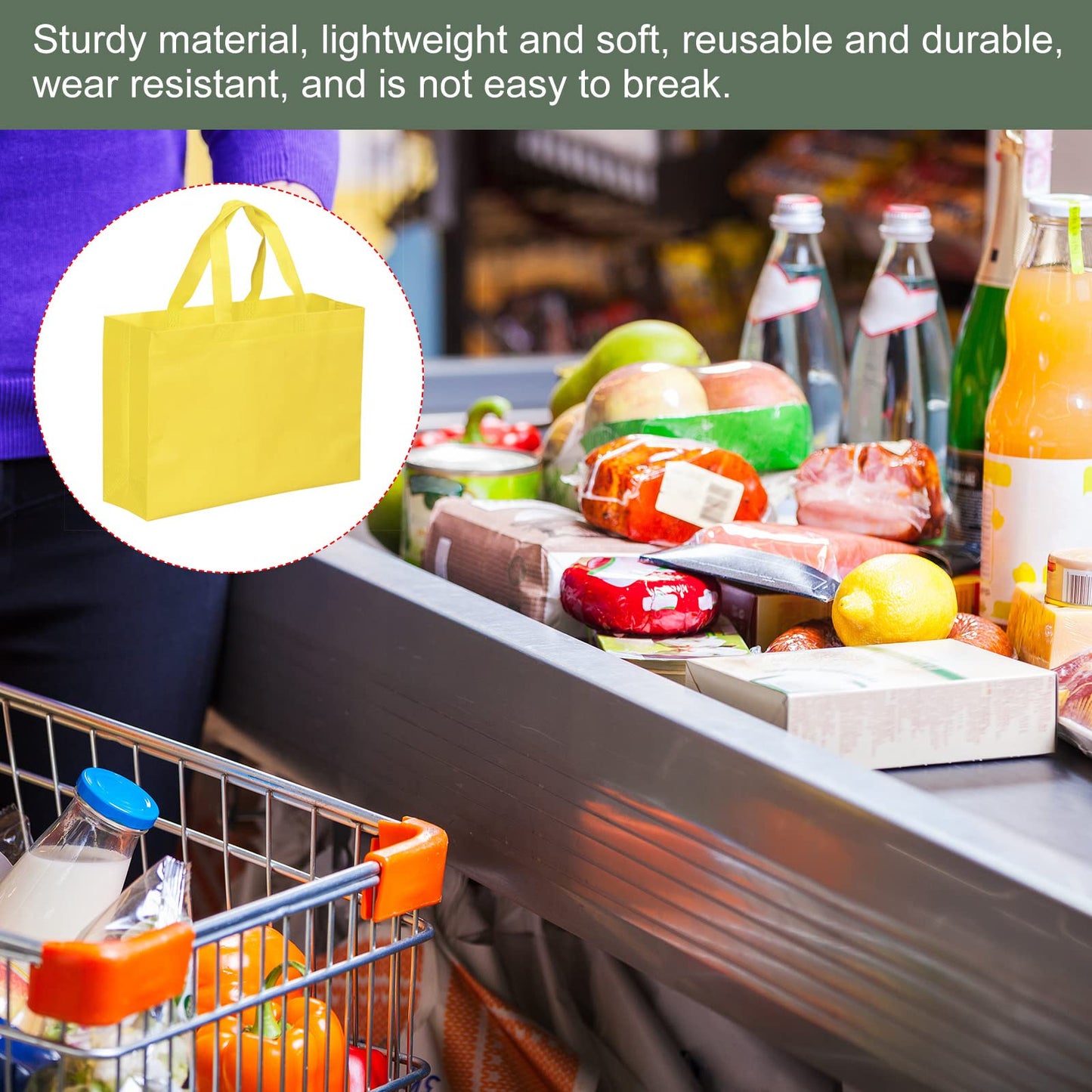 YOKIVE 10 Pack Reusable Gift Bag, DIY Blank Non-Woven Tote Bags, Great for Arts Crafts Grocery(Yellow, 30 x 40cm)