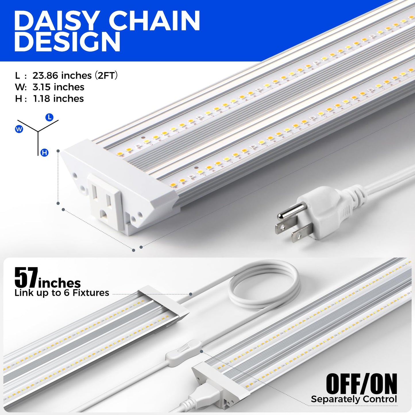 Barrina TX36 2FT LED Grow Light for Indoor Plants, 36W(200W Equivalent), High PPFD, Full Spectrum, Hanging Plant Lights for Indoor Growing, Seedlings, Vegetables, with On/Off Switch, Linkable, 1 Pack