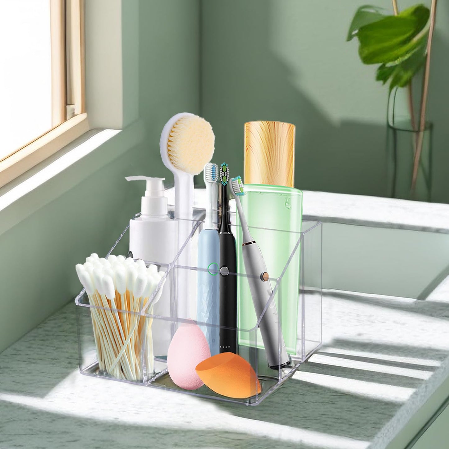 HSYMQ Acrylic Desk Organizers, Clear Pen Holder and Pencil Holder Display Stand for Office, School and Home