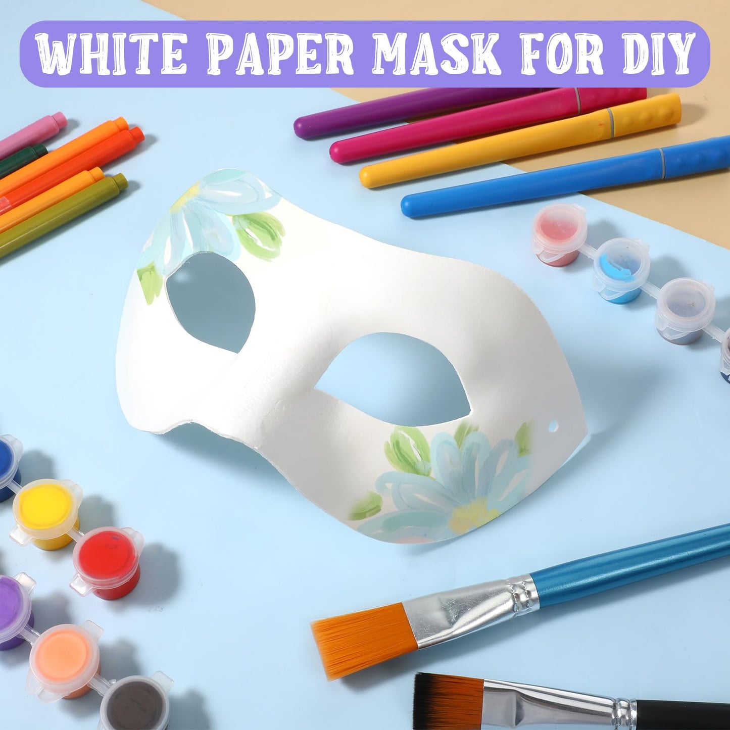 Xthrotsenk 30 Packs Paper Mache Masks, White Craft Half Face Masquerade Mask, Blank Mardi Plain Paper Eye Masks for DIY Arts Cosplay Costume Party