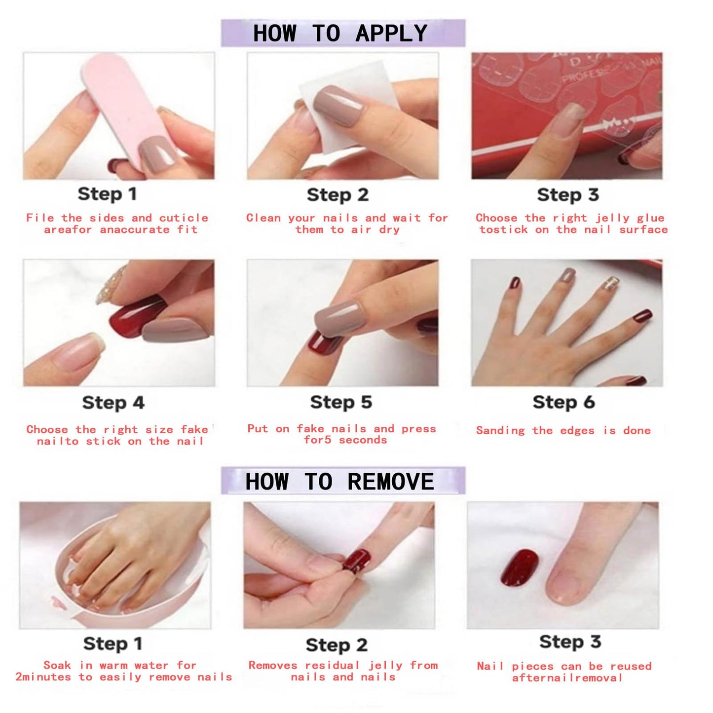 Luxury Handmade Press On Nails Medium Square 3D Flower Shell Pearl White French Tip Nude Pink Nails for Women Wedding & Party 10Pcs (Size M)