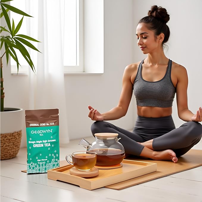Goodwyn Pure Green loose leaf – 125 Cups (250g / 8.8 oz) Family Pack | Perfect for hot or iced, Low Caffeine, Sugar Free, Indian Herbal Green Tea with Grassy Flavor & Delicate Aroma | Premium Handpicked Whole Leaves tea
