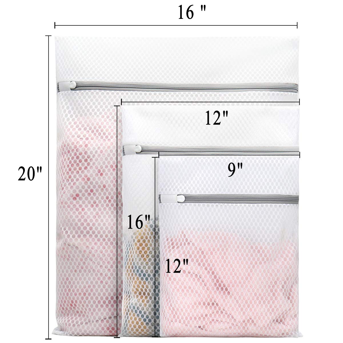 5Pcs Durable Honeycomb Mesh Laundry Bags for Delicates