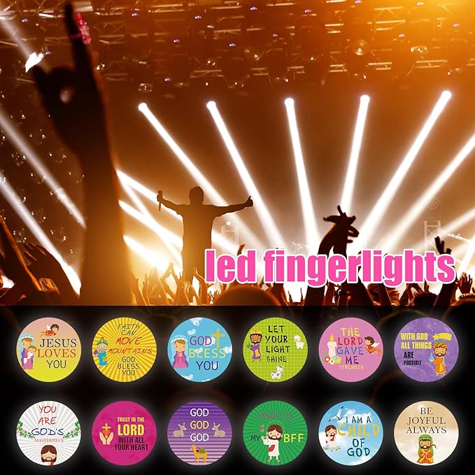 Tuanse 36 Pcs Easter Christian Finger Lights Gifts Bulk Church Religious Jesus Party Favors Bible Jesus Finger Lights Glow in The Dark Flashlight for Christian Religious Church Party Supplies
