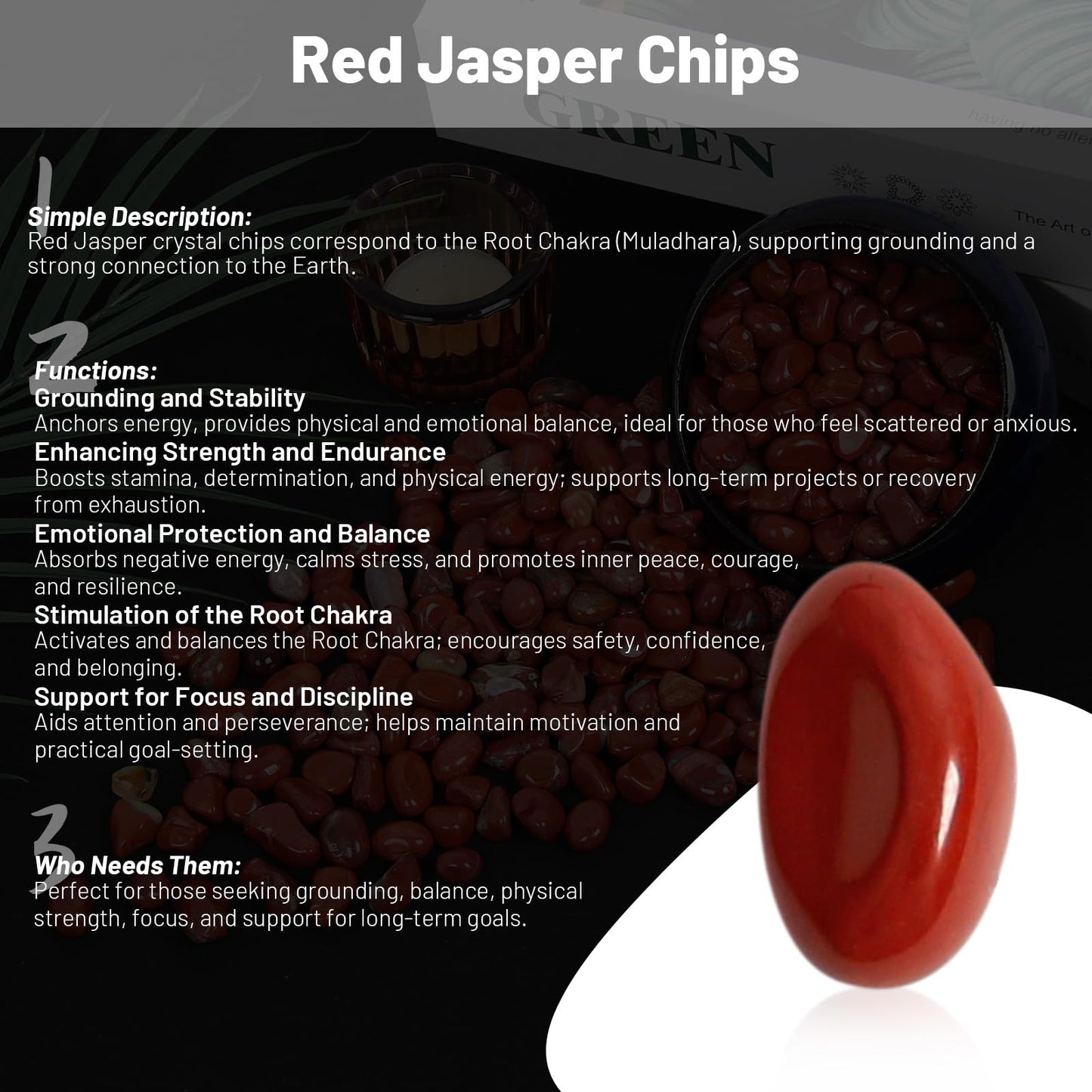 1.1lb Natural Red Jasper Crystal Chips-Red Jasper Healing Crystals Chips, Crushed Crystal Gemstones for Crafts, Beautiful Package for Gift