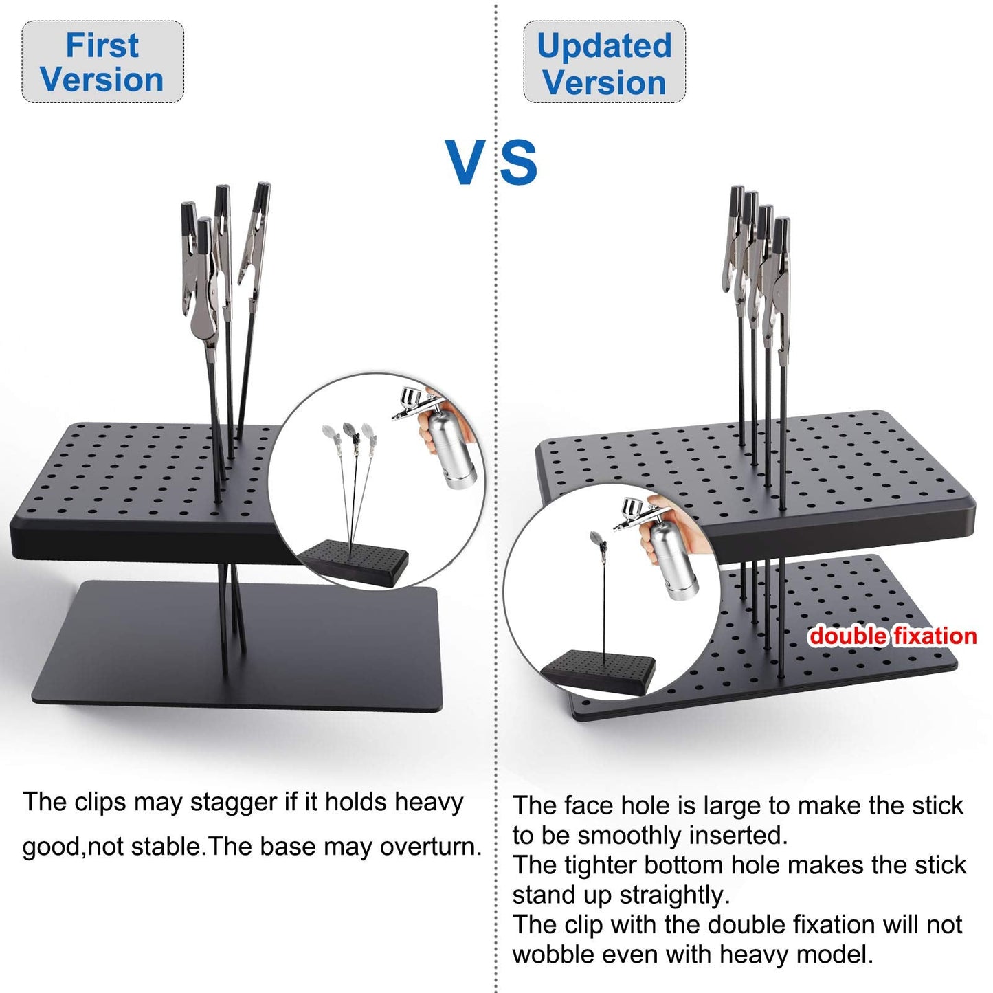 GJJC10B- 2PCS Model Painting Stand Base and 40pcs Alligator Clip Sticks for Airbrush Hobby Model Parts New
