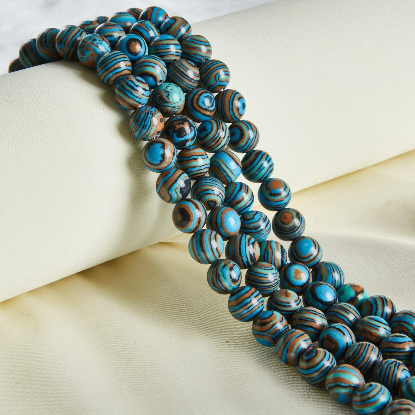 60pcs 6mm Blue Malachite Beads Natural Gemstone Beads Round Loose Beads for Jewelry Making