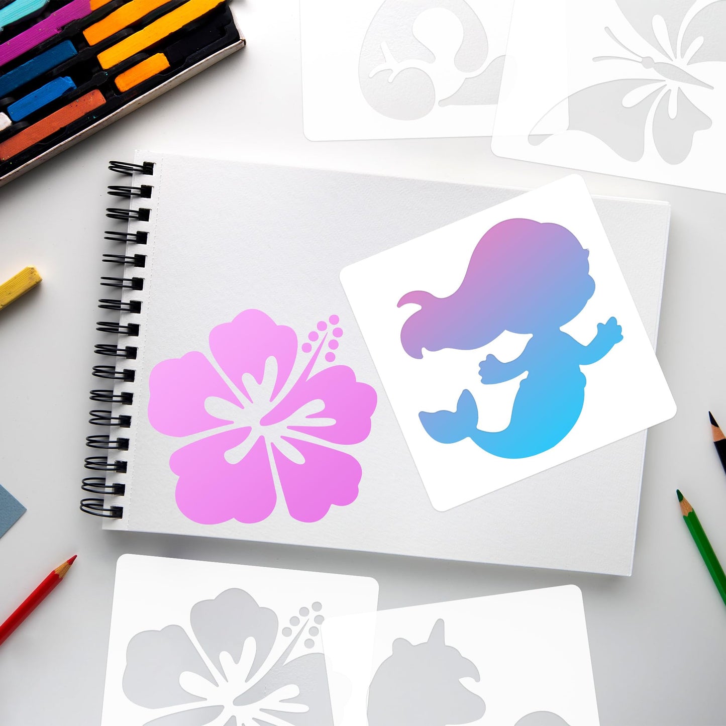 Stencils for Kids, Drawing Stencils for Painting Crafts Reusable Washable Large Art Paint Stencil Primary Shape Template for Fabric Wall Paper (36)