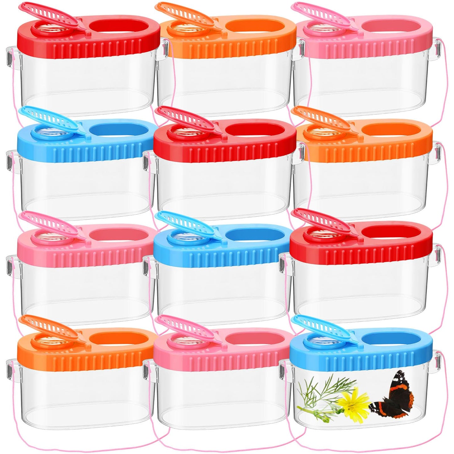 Halloscume 12 Pcs Insect Bug Viewer for Kids Explorer Outdoor Set Bug Catcher Containers for Insects Magnifying Insect Box Observation Kit for Science Nature Exploration Collecting