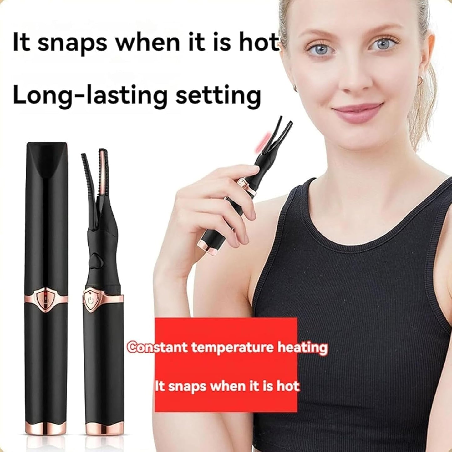 Electric Eyelash Curlers, 2025 New Heated Eyelash Curler, Eyelash Curler for Women, with 8s Fast Heating, 3 Adjustable Temperatures, USB Rechargeable for Long-Lasting Curls (2Pcs Black+White)