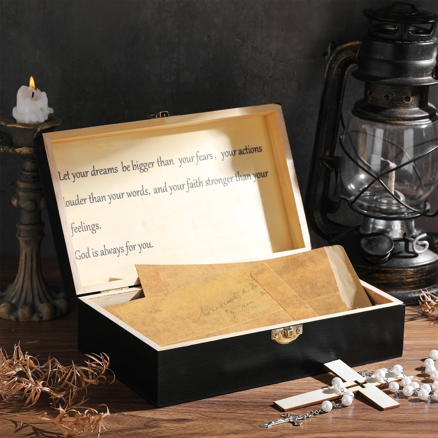 CroBlissful First Communion Wooden Box Keepsake Baptism Memory Box Gift 8.6 x 5.1 x 2.4 Inches First Holy Communion Jewelry Storage for Baptism Memory Keepsake (Confirmation)