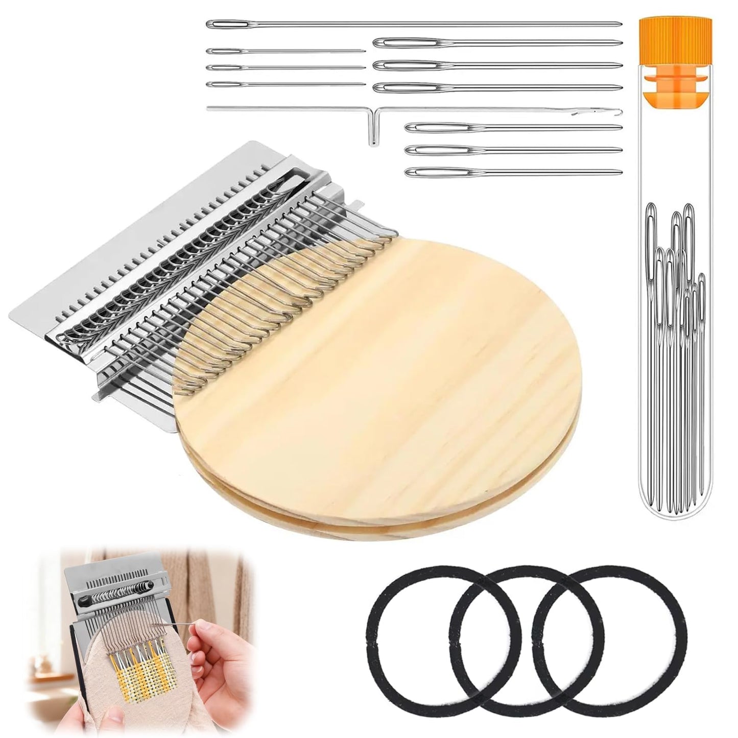 Sendoger 28 Hook Darning Loom Kit for Visible Mending, Large Weaving Repair Tool Set for Detailed Patches, Sweaters and Clothing Repair