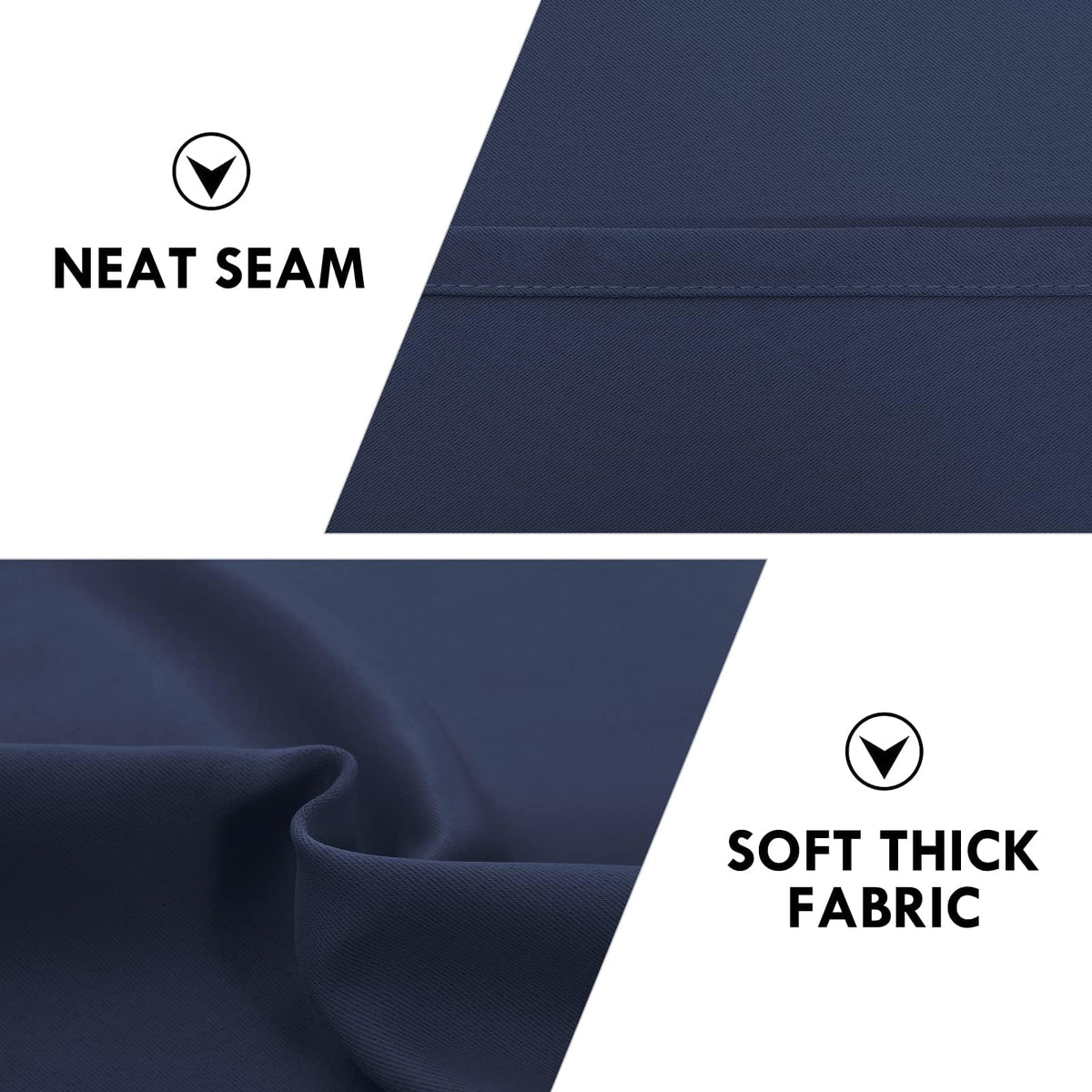 Wide Blackout Curtains for Bedroom Living Room 70 x 63 Inch Long Navy (2 Count)
