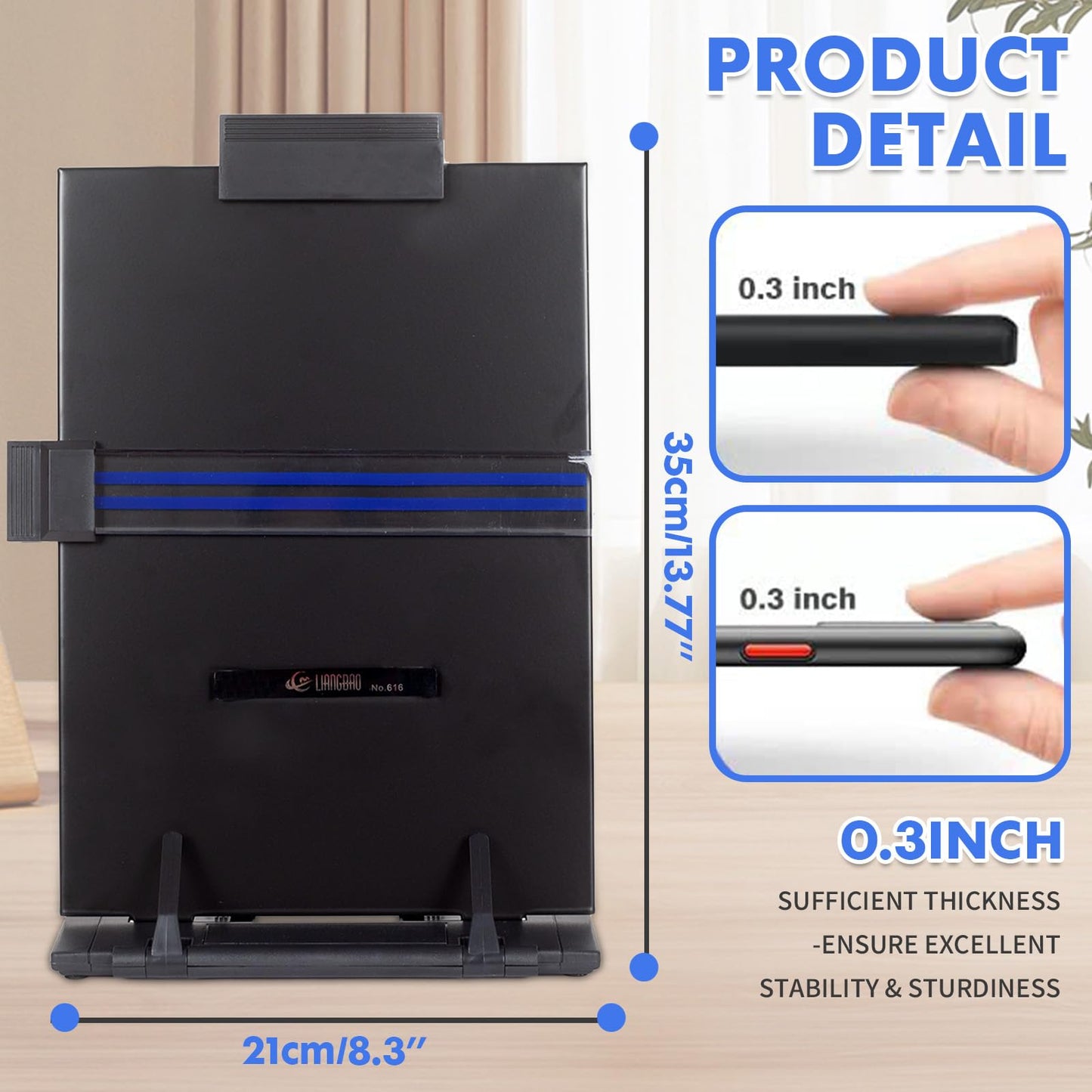 Resulzon Paper Stand Document Holder with 7 Adjustable Positions, Paper Holder Stand for Desk When Typing for Reading A4 Letter, Books, Receipts, Sheet Music, Textbooks