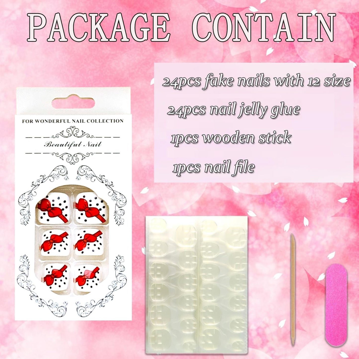 Vezocim Press on Toenails with Red Bow Designs, 24Pcs Artificial Short Black Fake Nails for Toe, Glossy Full Cover Foot Acrylic False Nails, Press ons Toenails with Charm for Women Girls
