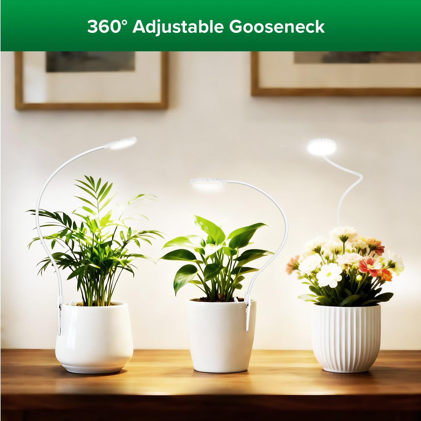 SANSI Upgraded Grow Lights for Indoor Plants, Full Spectrum Pot Clip LED Plant Light for Indoor Growing with Auto On/Off Timer 3/6/12H, 4 Dimmable Brightness, Ideal for Small Indoor Plants, 10W 3 Pack