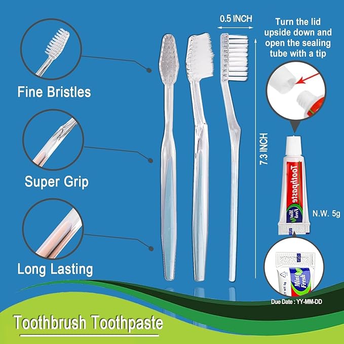 500 Pcs Disposable Toothbrushes With Toothpaste, Individually Wrapped Bulk Soft Bristle Manual Travel Toothbrush Kit