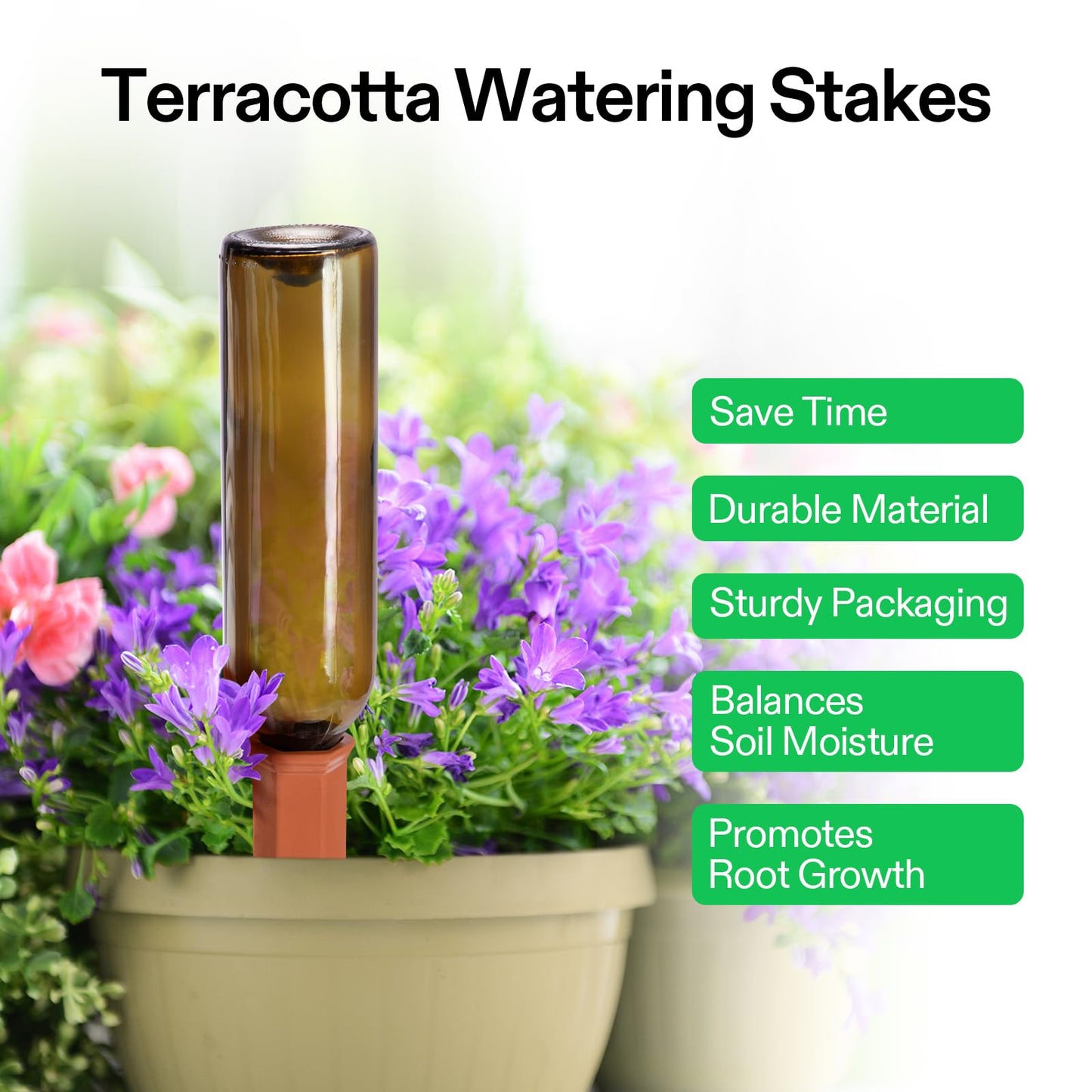 VIVOSUN 10Pcs Self-Watering Spikes, 7 Inch Hexagonal Terracotta Watering Stakes, Auto-Water Device, Planter Insert for Indoor & Outdoor Potted Plants, 10-Pack