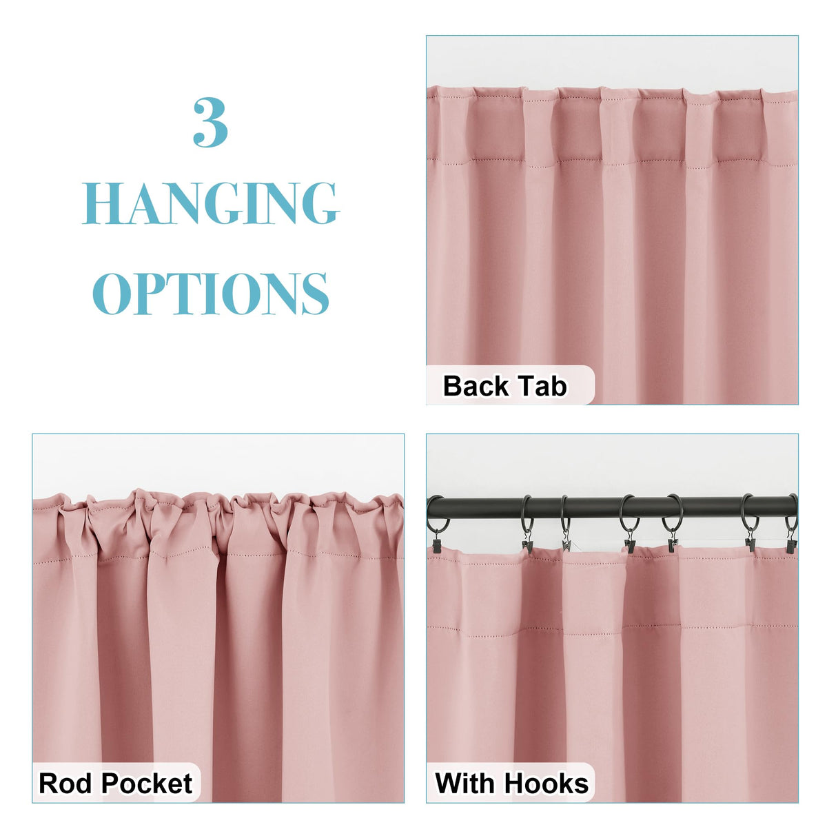 Short Blackout Curtains for Small Kitchen Cafe Bathroom Window (2 Count)