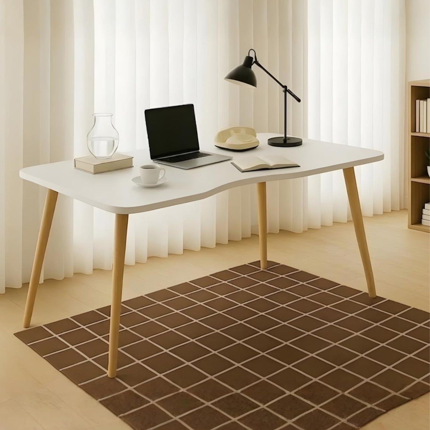 SRIAA Modern White Wooden Computer Table, 40" L x 20" W x 30" H inches – Durable and Stylish Desk for Home Office, Bedroom, or Study