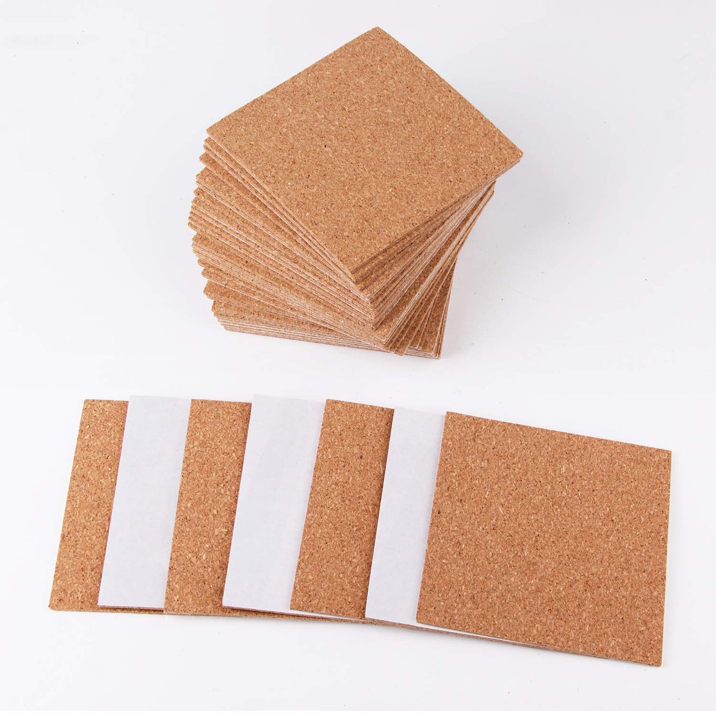 Arroyner 110 Pack Self Adhesive Cork Squares and Round DIY Adhesive Cork Board for Coasters and DIY Crafts
