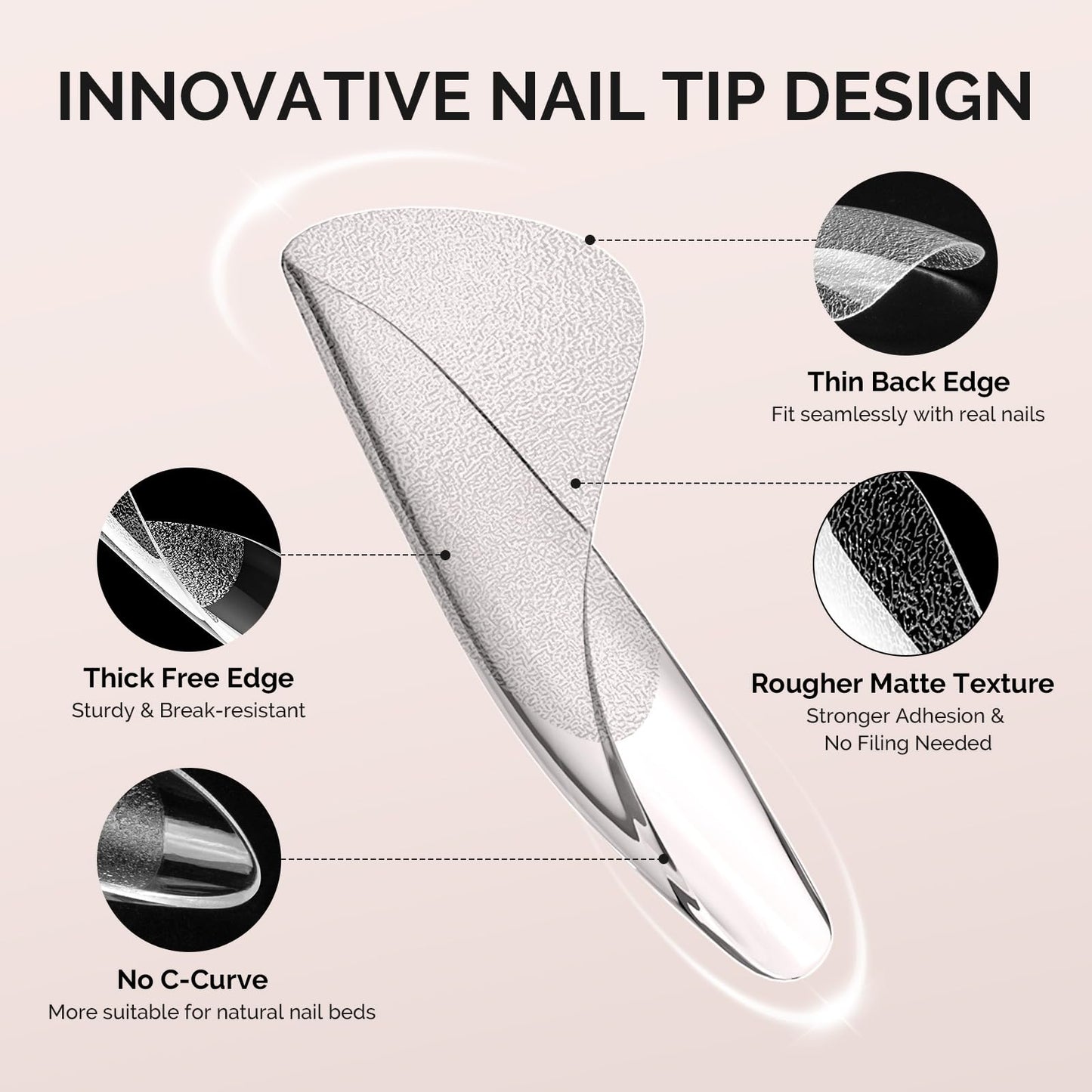 MelodySusie Extra Short Almond X Nail Tips - 600Pcs 15 Sizes Clear Acrylic, Half Matte Full Cover Press on Nails for DIY Extension & Salon Use, Pre-Shaped for Long-Lasting Manicure