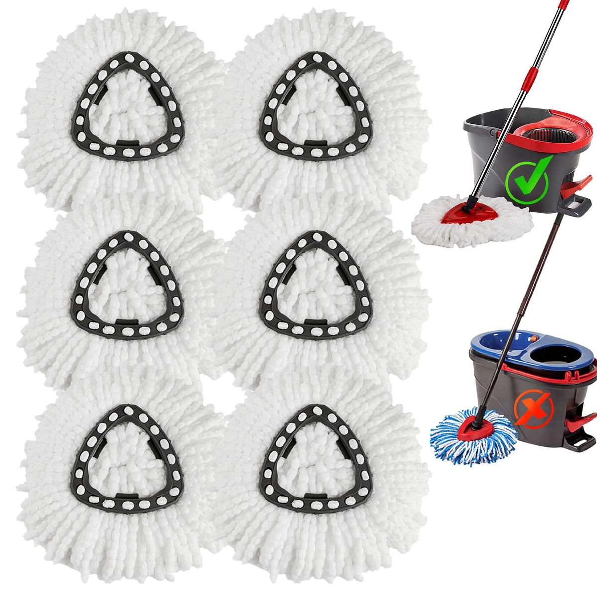 6 Pack Spin Mop Replacement Heads (6 Count)