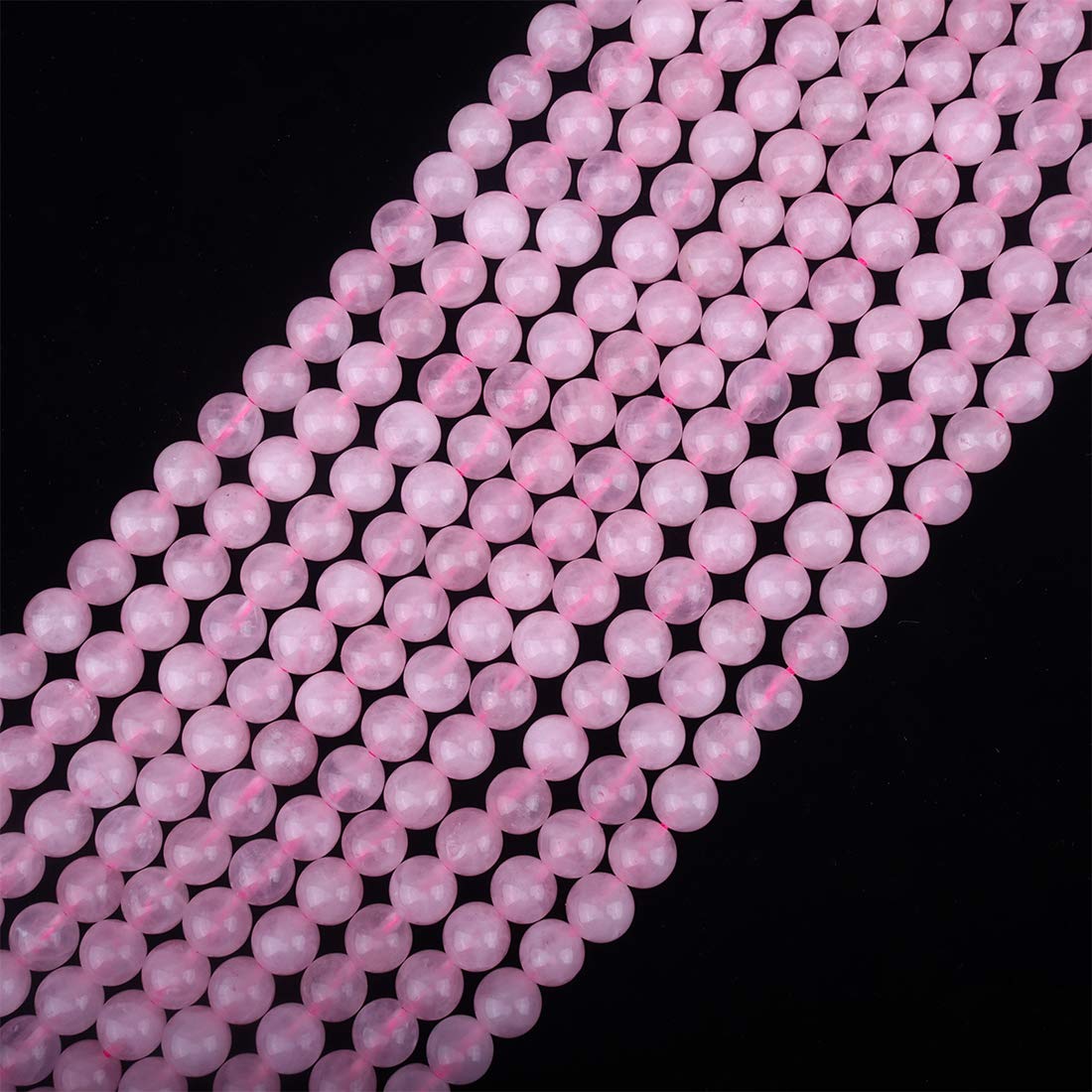 ICAI Beads 10mm Natural Rose Quartz Gemstone Round Loose Beads for Jewelry Making (36-34pcs)