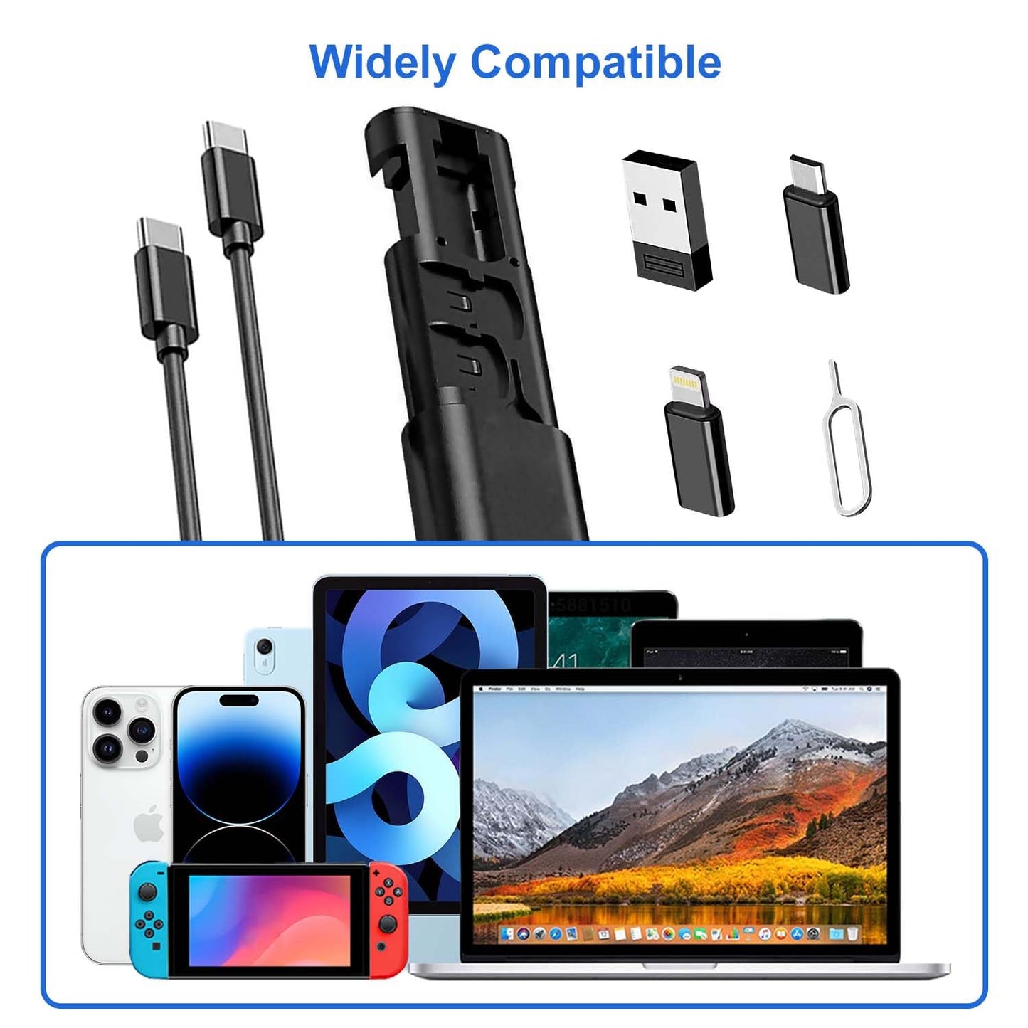 Multi USB Charging Adapter Cable & Conversion Set, USB A to Type C & Lightning Adapter, 60W Fast Charging & Data Transfer Cable