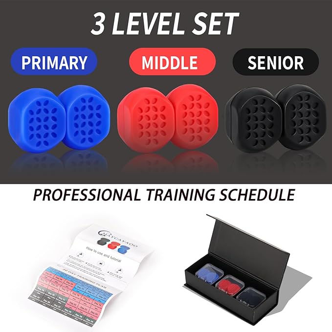 Jaw Exerciser - 3 Resistance Levels (6) Silicone Jawline Exerciser Tablets, Jawline Trainer for a More Contoured face!