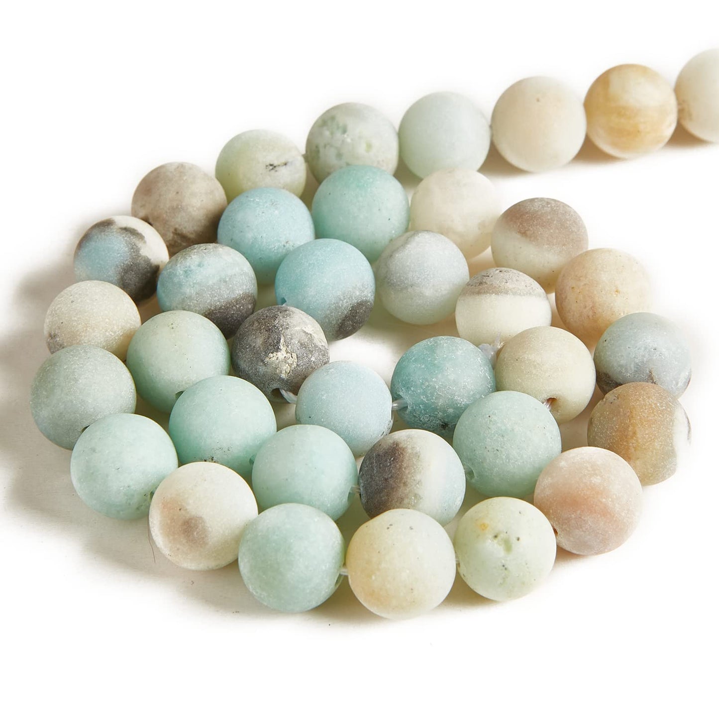 60pcs 6mm Frosted Amazonite Beads Natural Gemstone Beads Round Loose Beads for Jewelry Making