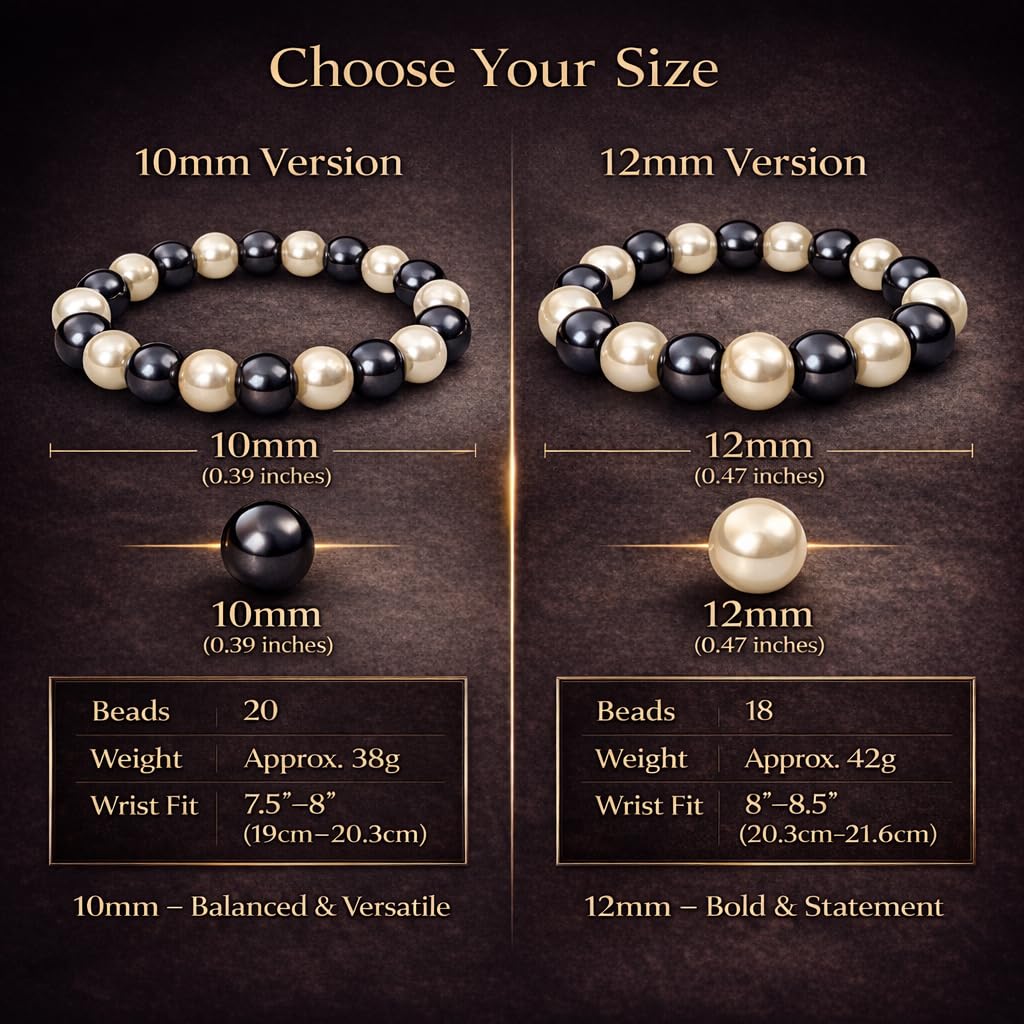 38 Magnetic Therapy Hematite beaded Bracelet For Women And Men Power Gemstone Crystal Unisex Macrame (Faux Pearl Hematite, 12, millimeters)