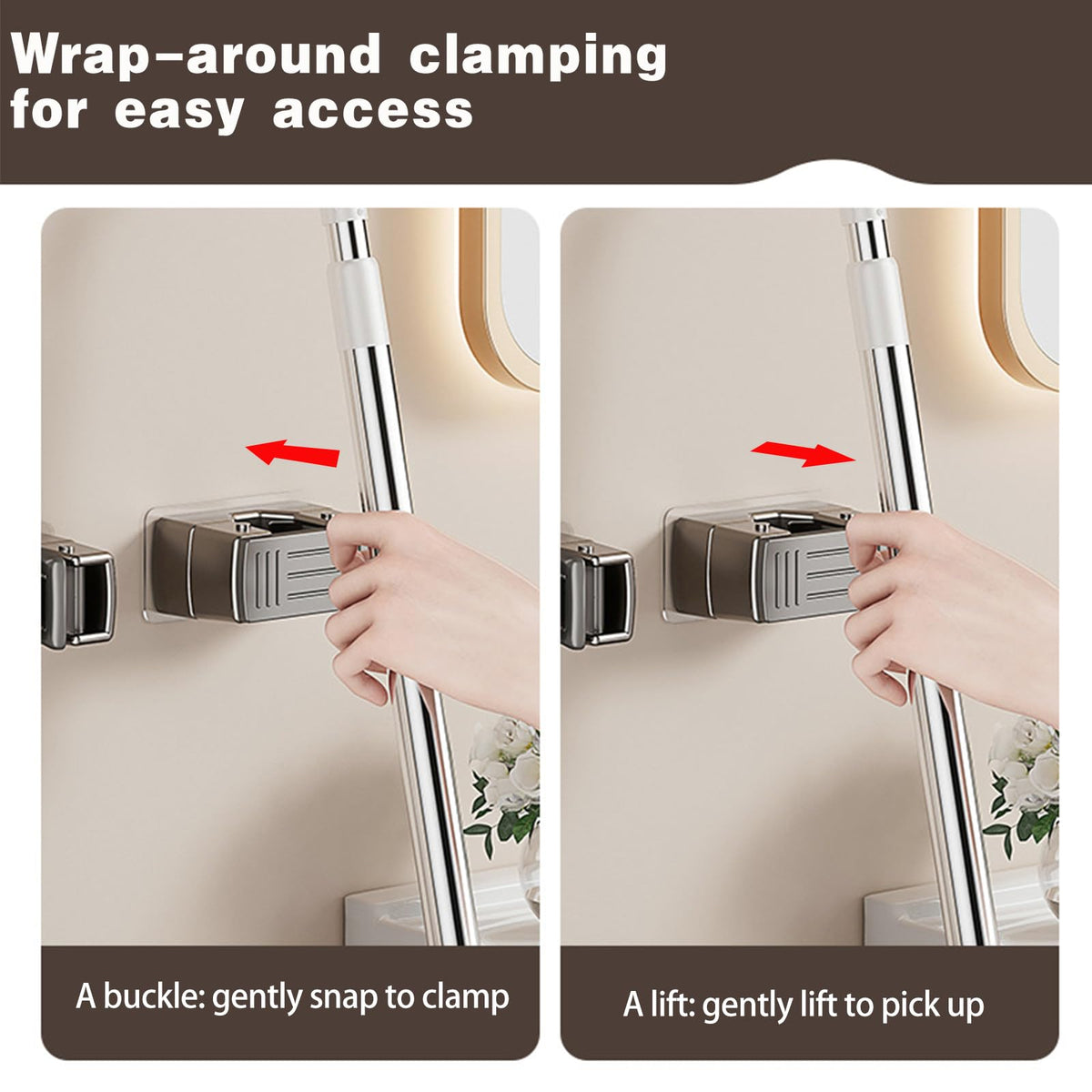 4 Pack Broom Holder Wall Mount (4 Count)