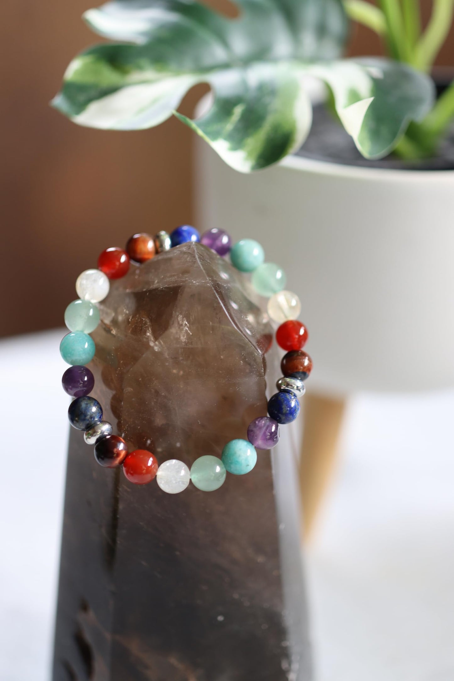 The Vida Handmade AAA+ Quality Crystal Stretch Elastic Bracelet - Nature Gemstone - Jewelry Gift - Holiday Gift - For Women & Men (Chakra)