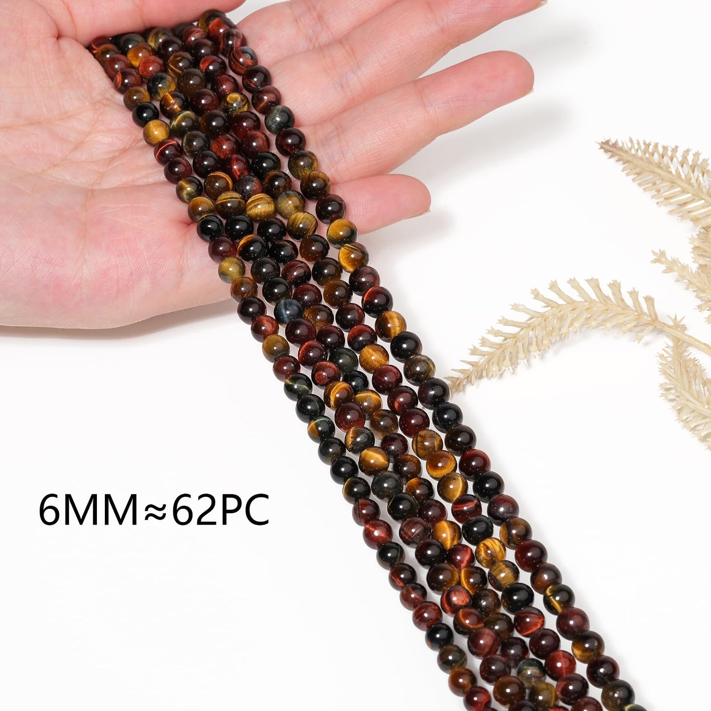 Yochus Natural Tiger Eye Beads, 60Pcs 6MM Onyx Agate Color Enhance Round Loose Beads Bulk, DIY Charm Smooth Gemstone Beads for Jewelry Making(4mm 8mm 10mm 12mm Beads)