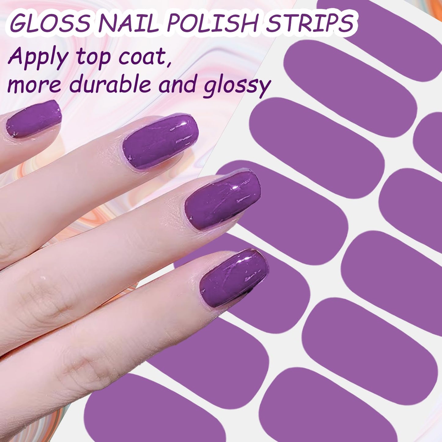 DANNEASY 20 Sheets Nail Stickers Full Nail Wraps Bright Solid Color Nail Polish Strips for Women Gel Nail Strips Self-Adhesive Fingernails Manicure Sticker Nail Art with Nail File, Cuticle Stick