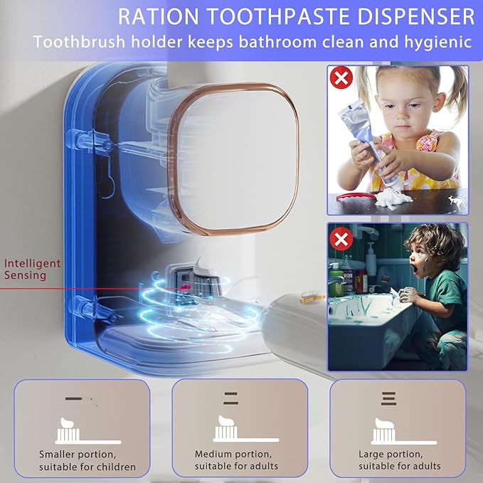 Toothpaste Squeezer,Toothpaste Dispenser Wall Mounted,Automatic Toothpaste Squeezer for Kids and Adult,Quantitative Toothpaste Dispenser Bathroom Accessories (White)