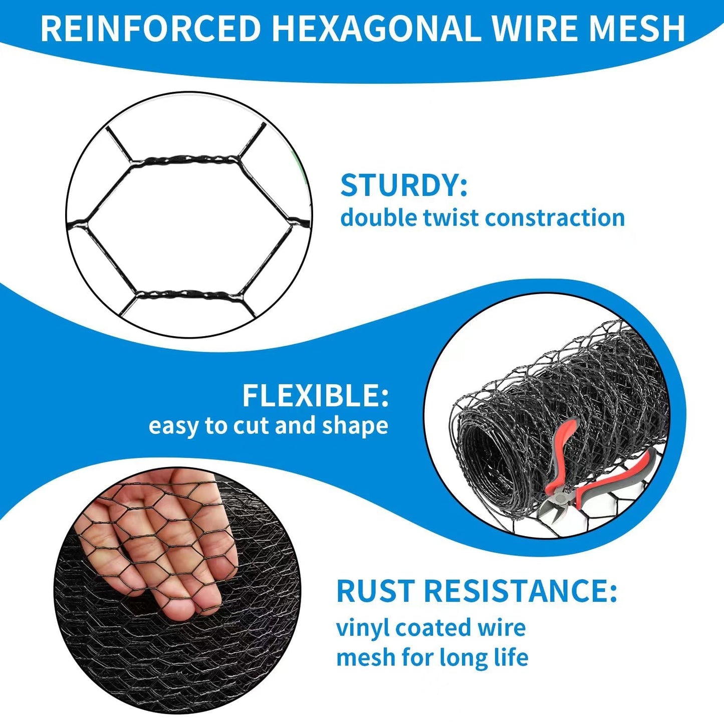 DOLEMODUO 1/2 Inch Black Wire Mesh Roll - 24'' x 100' Chicken Wire Fence, 20 Gauge Hardware Cloth Poultry Netting for Garden/Animal Barrier/Rabbit/Floral/Chicken Coop/DIY Projects