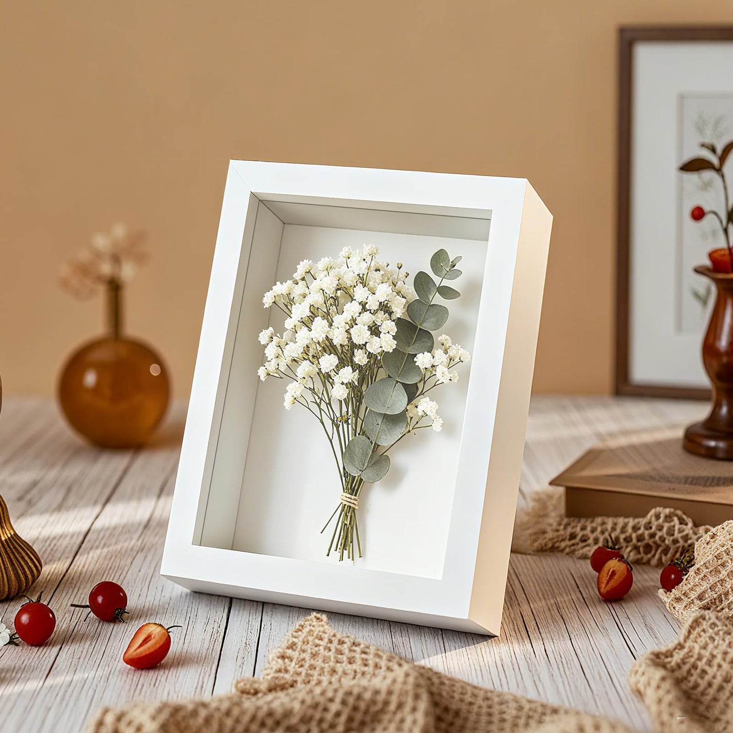 Zmpkhba 6 Pack 4 x 6 Inches Shadow Box Frame, Bulk Picture Frame, Small Wood Memory Display Case Boxes for Photos, Dried Flowers, DIY Craft, White