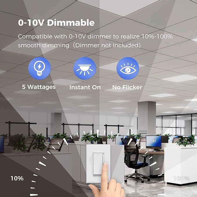 Aphyni 48 Pack 2x2 LED Flat Panel Light, Dimmable Office Kitchen Flush Mount Ceiling Light Panel,Bright 6500LM,Dimmable,Selectable Features, 3000K/4000K/5000K/5700K/6500K, 30W/35W/40W/45W/50W