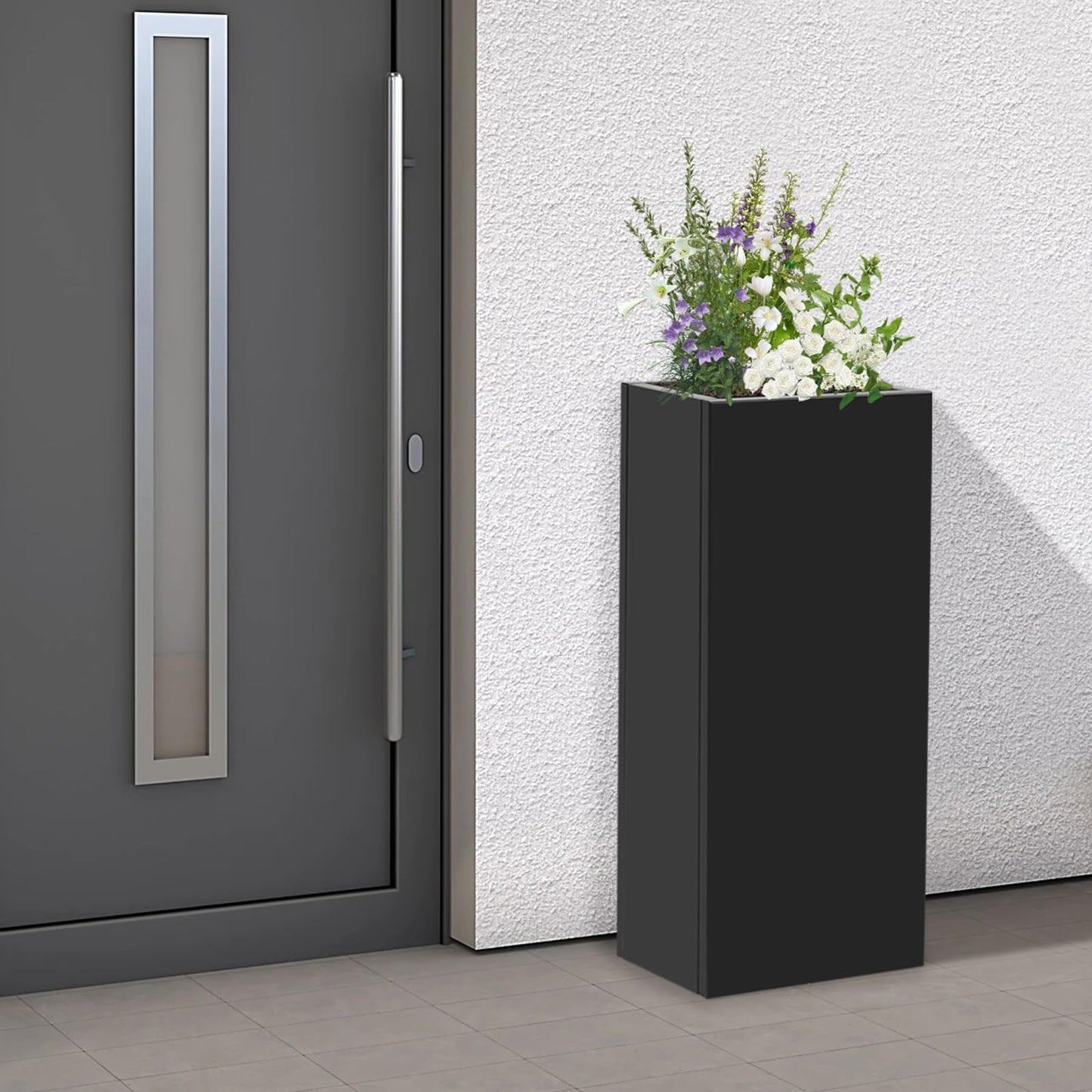 YSLoccbac Metal Planter Box 30x12x12in Tall, Rectangular Planter with Removable Insert Shelf, Outdoor Patio Garden Container for Flowers Vegetables Herbs, Steel Raised Bed