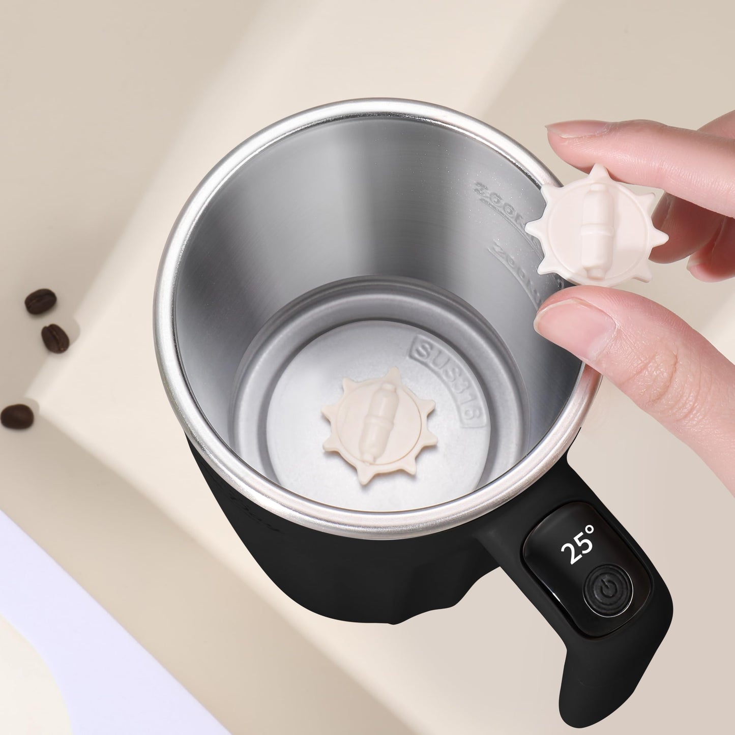 TLINNA Drink Stirrer,Self Stirring Mug,Self Stirring Coffee Mug,Suitable for Coffee, Milk, Cocoa and Other Beverages (Black, 12 Ounces)