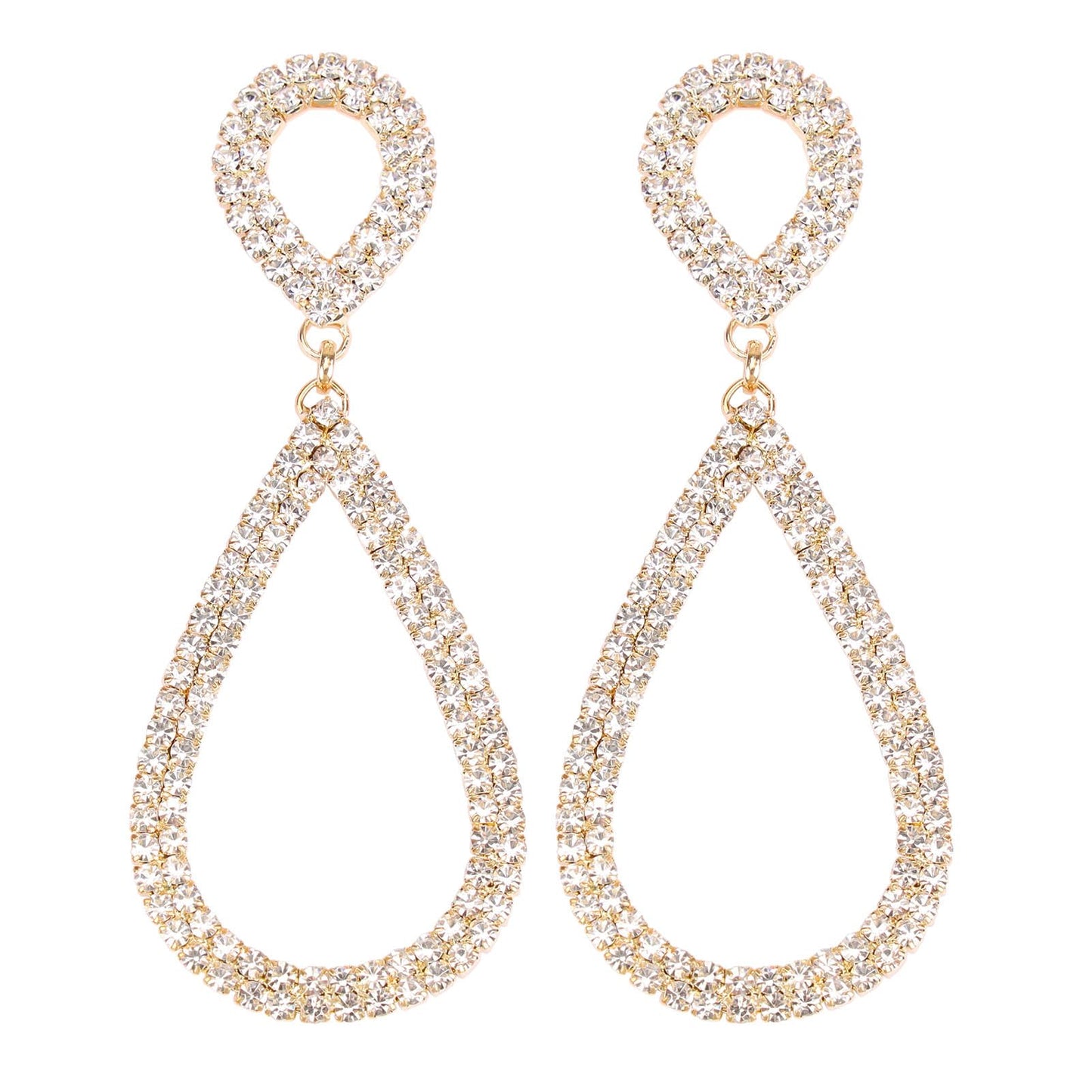 Legitta Rhinestone Teardrop Long Drop Earrings Cubic Zirconia Statement Geometric Dangle with Studs for Women Wedding Jewelry