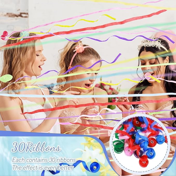 No Mess Streamers Poppers,24Pack Colorful No Mess Confetti Party Poppers for Birthday,Wedding,Celebrations,School Opening,Graduation,Retirement Party (blue multicolor 24pack)