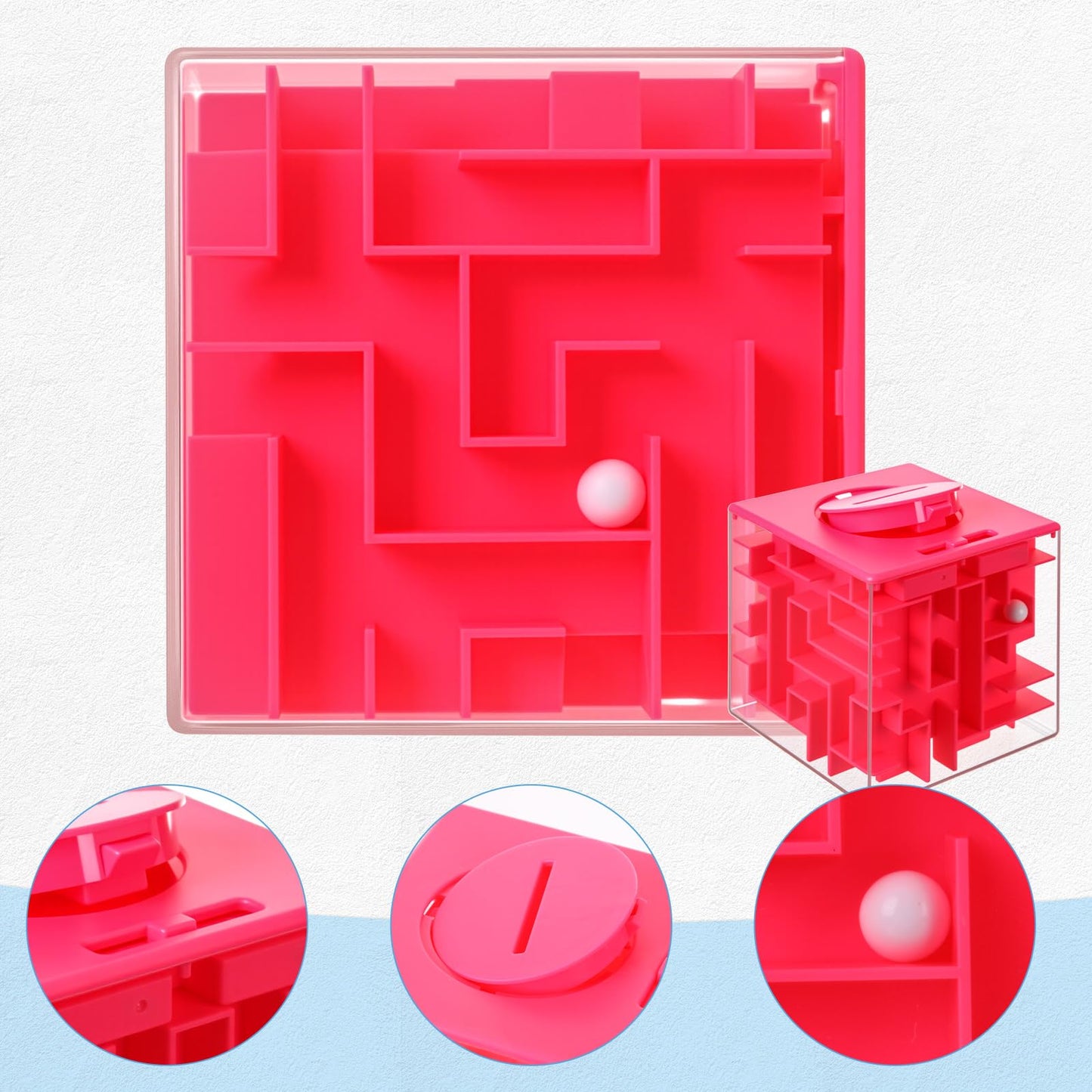 Patelai 2 Pieces 3.03 Inch Money Holder Maze Puzzle Gift Box, Christmas Money Gift Holder Box Fun Maze Puzzle Brain Teasers for Adults (Red, Blue)